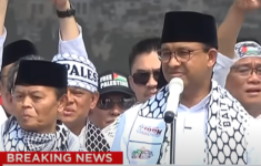 Anies Baswedan pidato di Aksi Bela Palestina. Foto : Tangkapanlayar Youtube CNNIndonesia